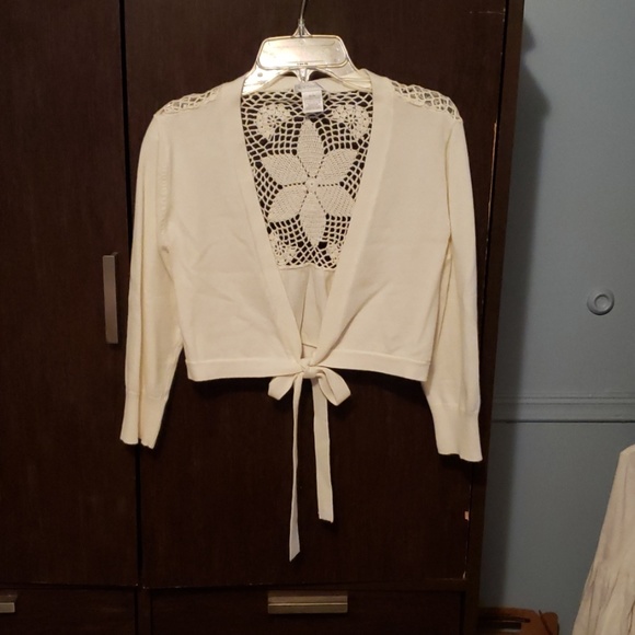 Worthington Sweaters - Cream crochet Cardigan